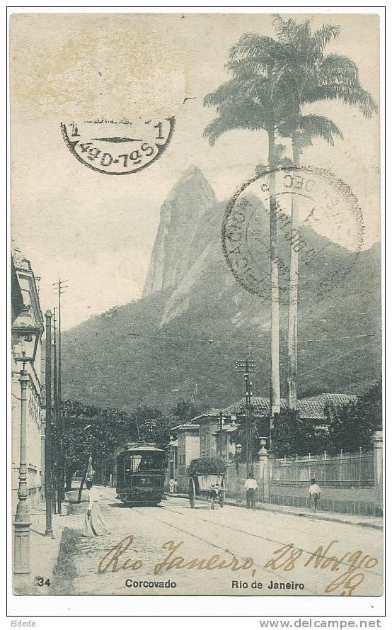 Rio De Janeiro Corcovado 34 Stamp Removed Tramway, Tram - Rio De Janeiro