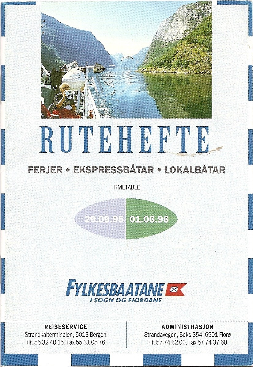 Rutehefte Ferjer Ekspressbaater Lokalbater Fylkesbatane 1995-96 [Horaire De Bateau / Boat Timetable - Norvège / Norway] - Europa