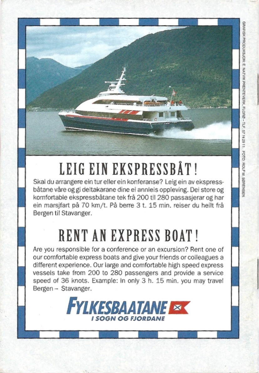 Rutehefte Ferjer Ekspressbaater Lokalbater Fylkesbatane 1995-96 [Horaire De Bateau / Boat Timetable - Norvège / Norway] - Europe