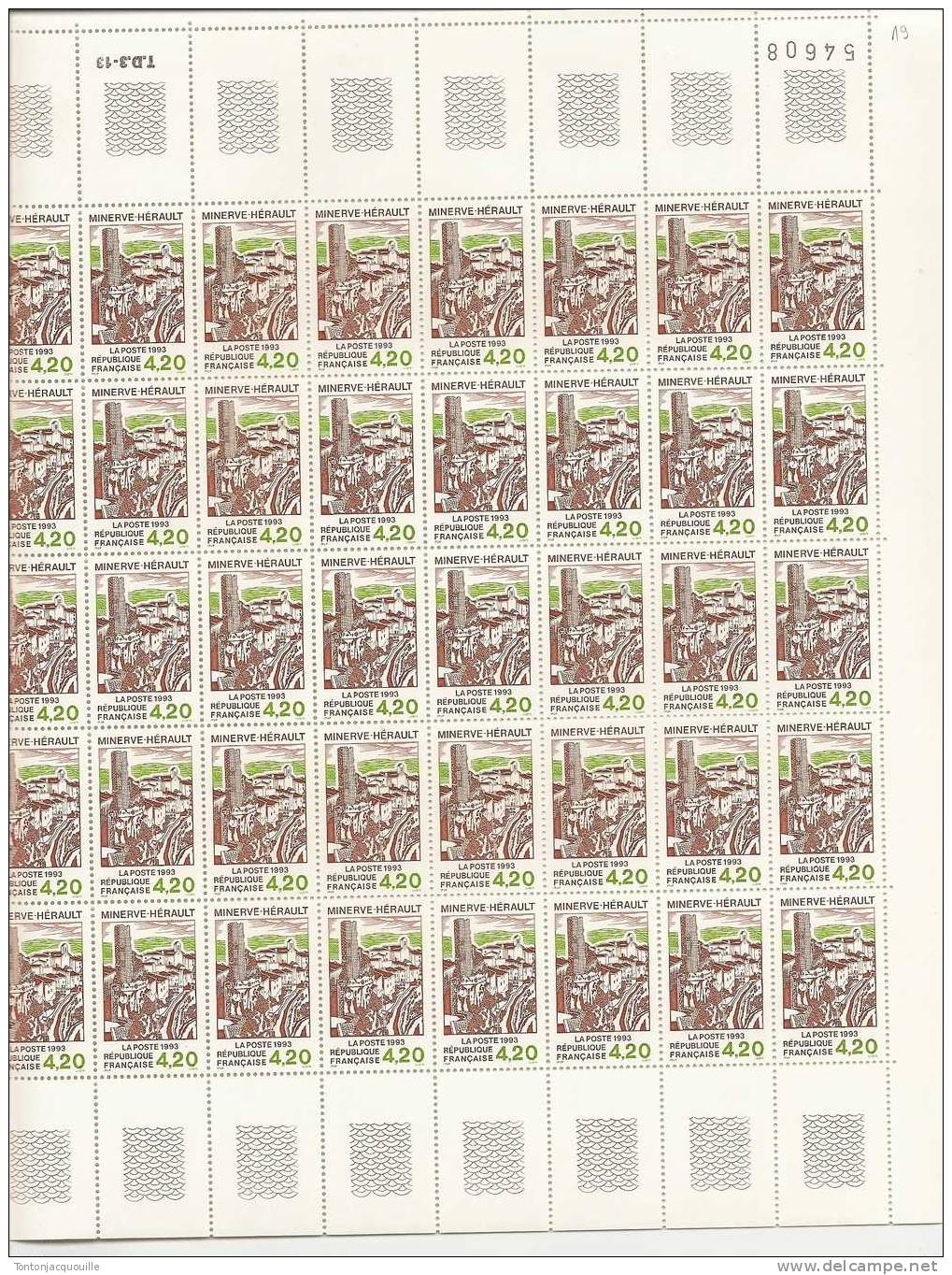 MINERVE - HERAULT  ++   FEUILLE DE 50 TIMBRES A 4,20 - Feuilles Complètes