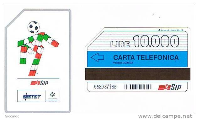 TELECOM ITALIA (PERIODO SIP) - CAT. C.& C.2160 - CAMPIONATI MONDIALI DI CALCIO ITALIA 1990: MASCOTTE CIAO MN   -  USATA - Pubbliche Speciali O Commemorative