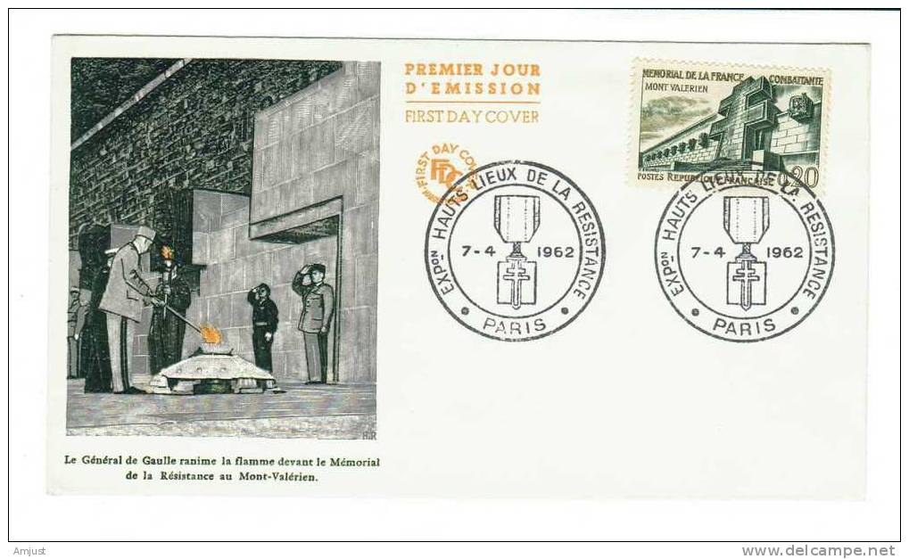 FDC  De France 1962, Mont Valérien Du 07.04.1962 No. Yvert & Tellier 1335 - 1960-1969