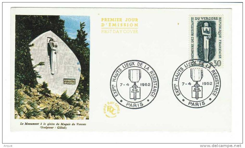 FDC  De France 1962, Le Maquis Du Vercor Du 07.04.1962 No. Yvert & Tellier 1336 - 1960-1969