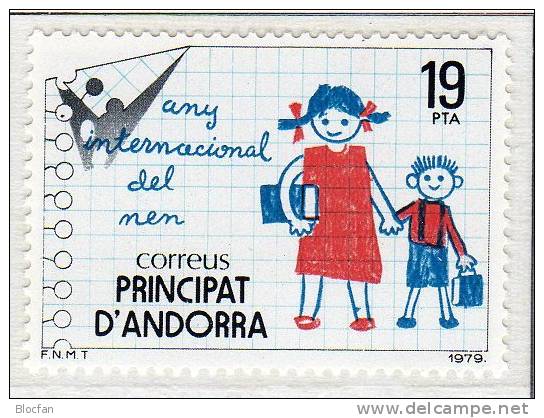 Gedenkblatt Zum Kinder-Jahr Andorra 125 ** 1€ Kinder Auf Weg Zur Schule - Ungebraucht