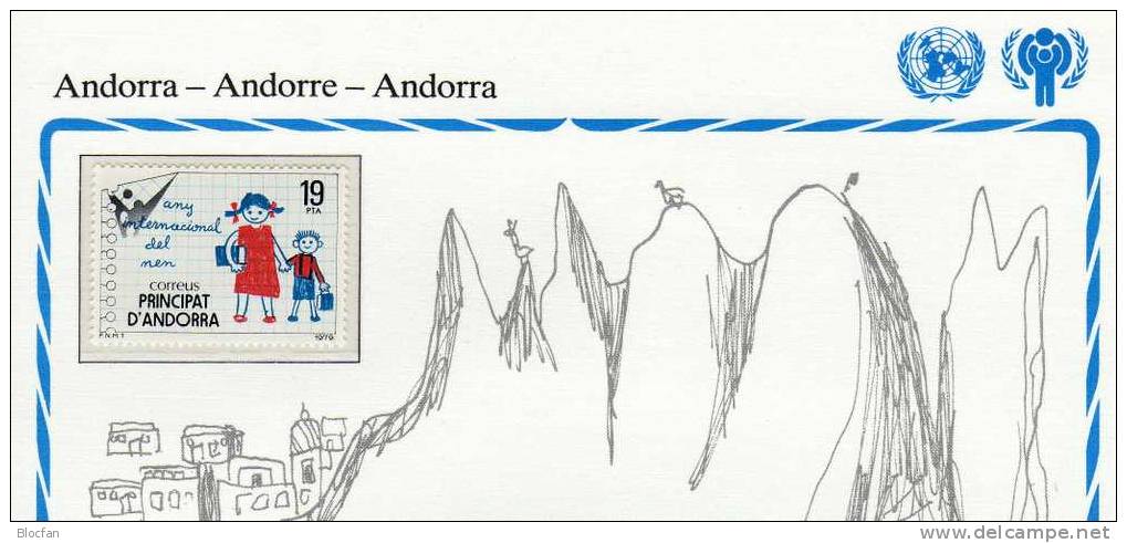 Gedenkblatt Zum Kinder-Jahr Andorra 125 ** 1€ Kinder Auf Weg Zur Schule - Ungebraucht