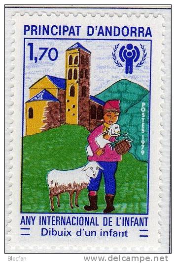 UNO Gedenkblatt Zum Kinder-Jahr 1979 E/RF Andorra 125+300 ** 3€ UNESCO Auf Schulweg Kind Mit Lamm Children Set Of UNICEF - Emissions Communes