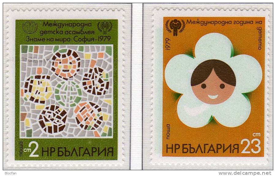 Gedenkblatt Zum UNO Kinder-Jahr 1979 Bulgarien 2758,2798+2866 ** 2€ Puppen-Theater Mosaik Blume UNICEF Cover Of BULGARIA - Marionette