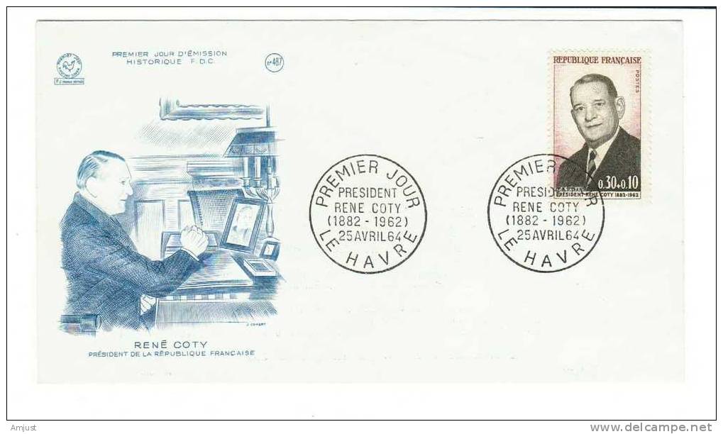 FDC  De France 1964, René Cotty Du 25.04.1964 No. Yvert & Tellier 1412 - 1960-1969