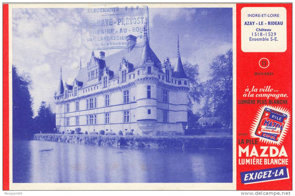 Buvard MAZDA (Indre-et-Loire) Château De Azay-le-Rideau - Piles