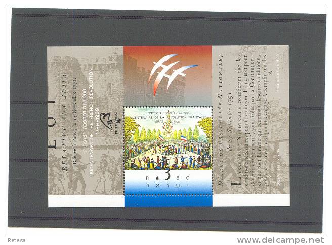 ISRAEL  200 JAAR FRANSE REVOLUTIE 1989 ** - Blocs-feuillets