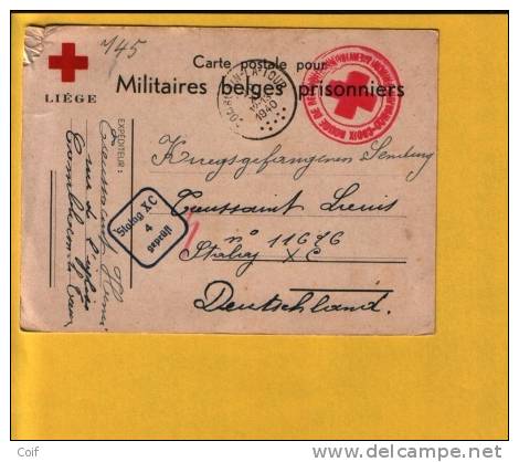 Kaart MILITAIRES BELGES PRISONNIERS / LIEGE Met Stempel CROIX-ROUGE COMBLAIN-LA-TOUR Op 20-1 1-1940 - Guerra 40 – 45 (Cartas & Documentos)