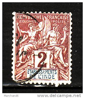 COLONIE.INDE.N°2.ETABLISSEMENT FRANCAIS. Oblitéré Dent Courte Coin Bas Gauche - Sonstige & Ohne Zuordnung