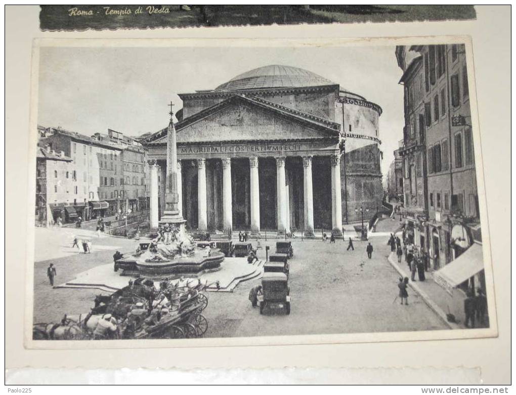 ROMA 1933 PANTHEON CARROZZE E TAXI MOVIMENTATA BN VG  QUI.. ENTRATE... - Pantheon
