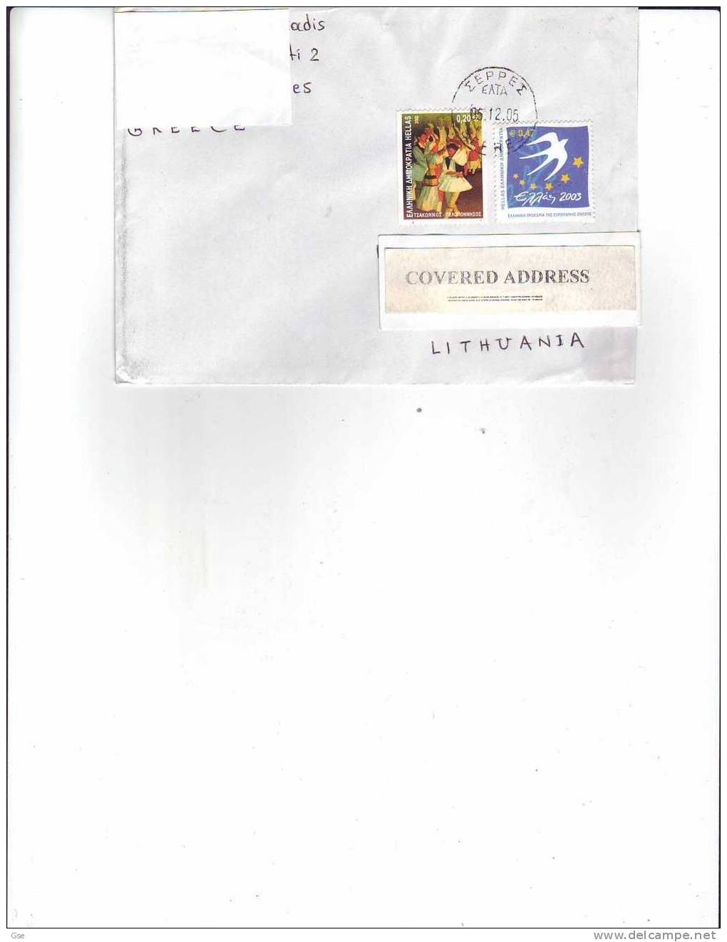 GRECIA 2005 -  Lettera Per La Lituania - Briefe U. Dokumente