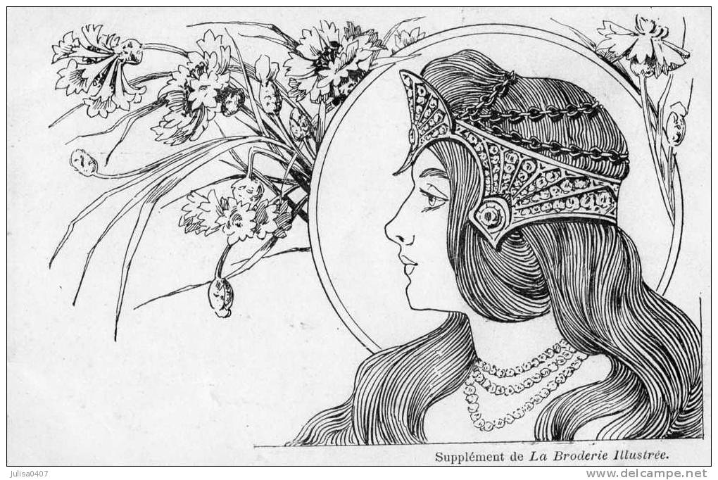 ART NOUVEAU Carte Illustrée Profil De Femme Art Nouveau - Vor 1900