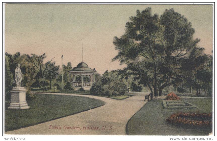 HALIFAX NOVA SCOTIA CANADA Public Garden BANDSTAND Statue BENCH 1906 - Halifax