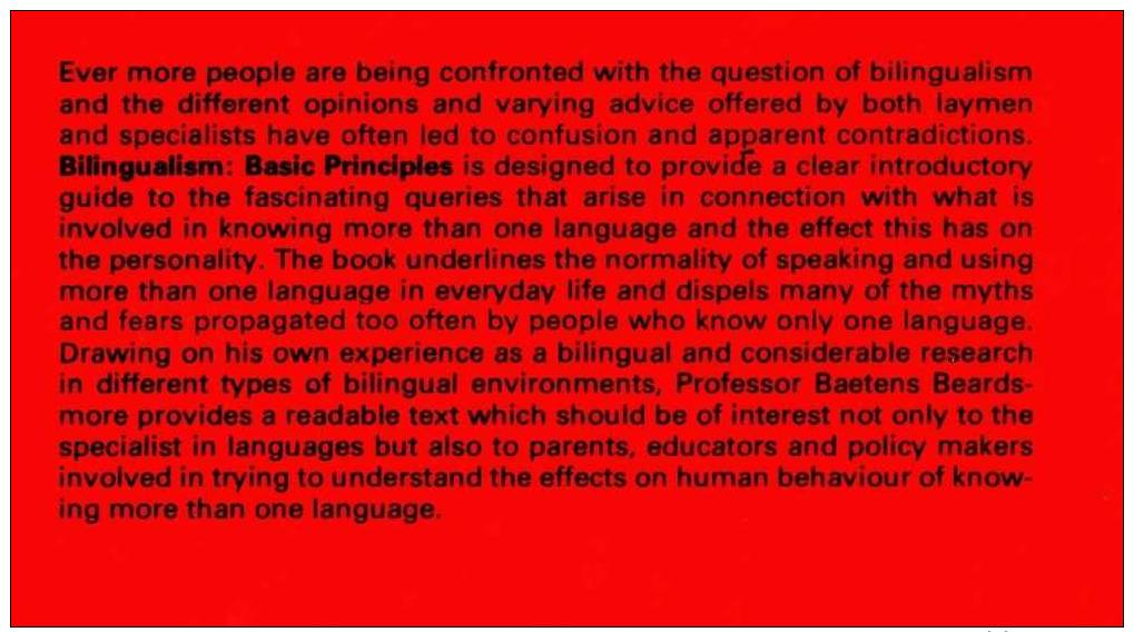 Hugo Baetens-Beardsmore, Bilingualism: Basic Principles - Europe