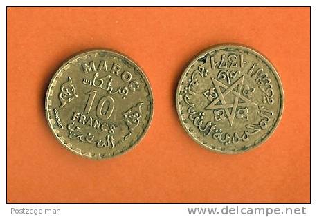 MOROCCO 1371 10 Francs Alu Bronze Km49 - Morocco