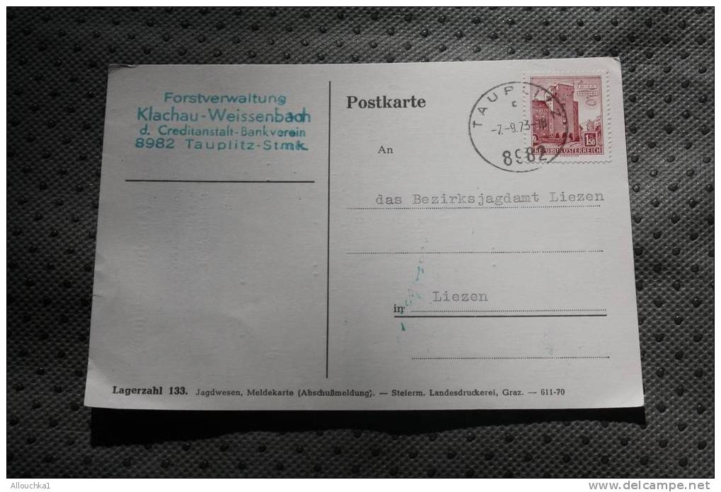 AUTRICHE OSTERREICH TAUPLITZ STMK 1973 MELDEKARTE ABSCHUBMELDUNG CARTE  LETTRE LETTER MARCOPHILIA - Covers & Documents