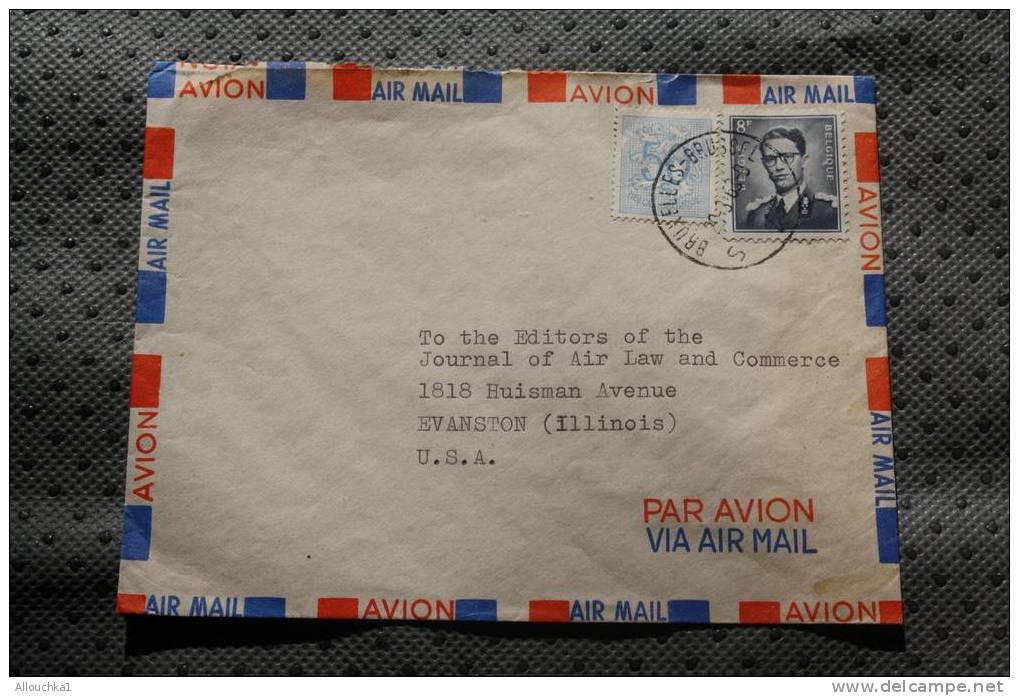 1963 BRUXELLES BELGIQUE  LETTER LETTRE AIR MAIL PAR AVION VIA AERA  MARCOPHILIA:POUR EVANTSON ILL. USA - Briefe U. Dokumente