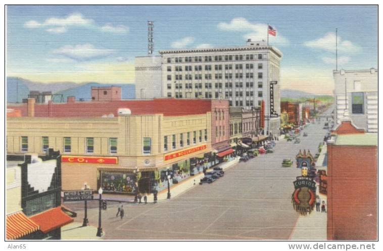 Albuquerque NM, Central Avenue Street Route 66, Business Signs 1940s Curteich Linen Postcard - Route '66'