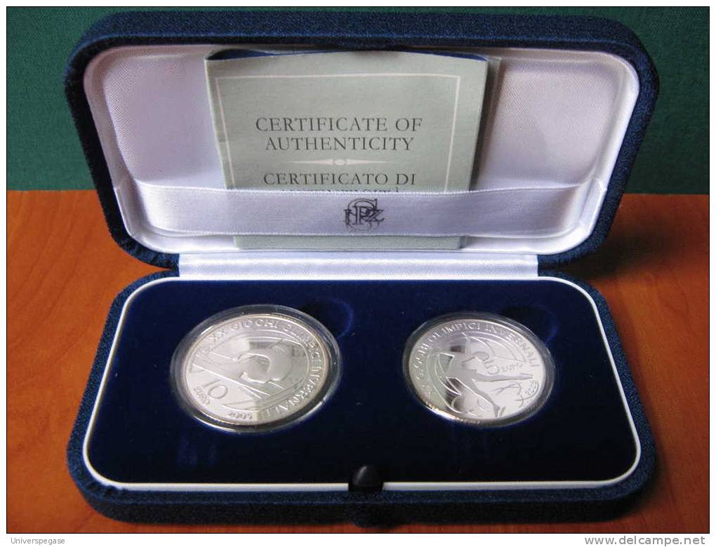 Italie - 5 Euro Et 10 Euro Torino 2006 Zilver Proof. Set - En Argent + Certificat - 2005 - Italie