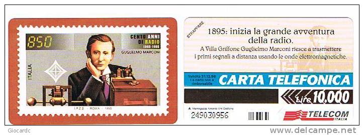 TELECOM ITALIA   CAT. C.& C. 2461  -  CENTENARIO DELLA RADIO: GUGLIELMO MARCONI , 1995      - NUOVA - Pubbliche Speciali O Commemorative