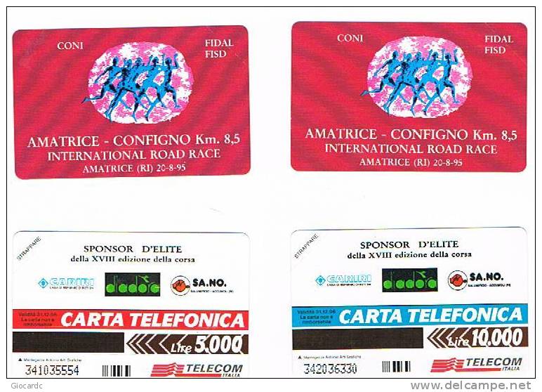 TELECOM ITALIA   CAT. C.& C.  2485.2486  - AMATRICE.CONFIGNO INTERNATIONAL ROAD RACE -   NUOVA - Pubbliche Speciali O Commemorative