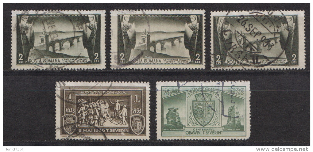 Rumänien; 1933; Michel 458/61 O; Turnu Severin; 5 Stück - Usati