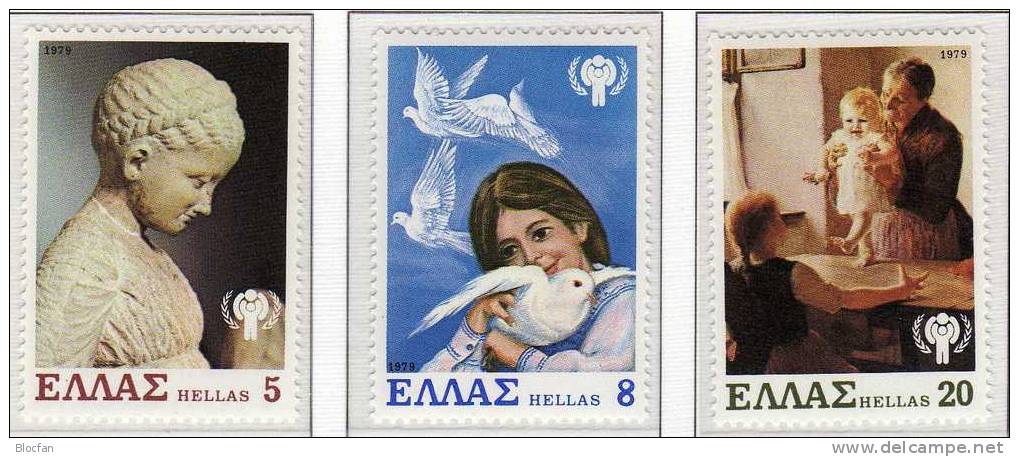 Gedenkblatt 1979 Kinder-Jahr Griechenland 1362/4 ** 1€ UNICEF Kunst Und Kinder Paintings Children Art Set Of GREECE - Ungebraucht
