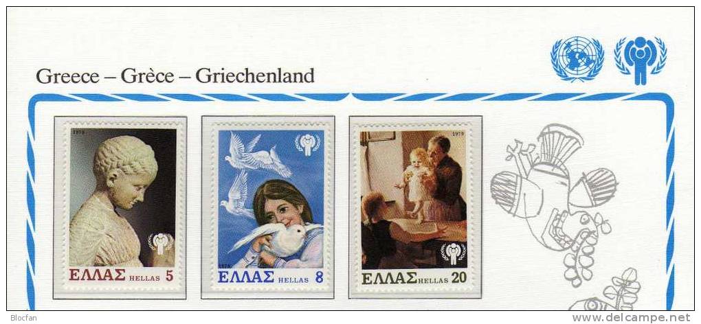 Gedenkblatt 1979 Kinder-Jahr Griechenland 1362/4 ** 1€ UNICEF Kunst Und Kinder Paintings Children Art Set Of GREECE - Neufs