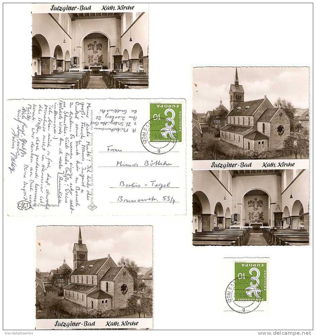 AK 22846 Salzgitter - Bad Kath. Kirche 27.9.58. - 6 (20b) SALZGITTER-BAD 1 G Nach Berlin - Tegel Mit 1 X 10 Pf EUROPA58 - Salzgitter