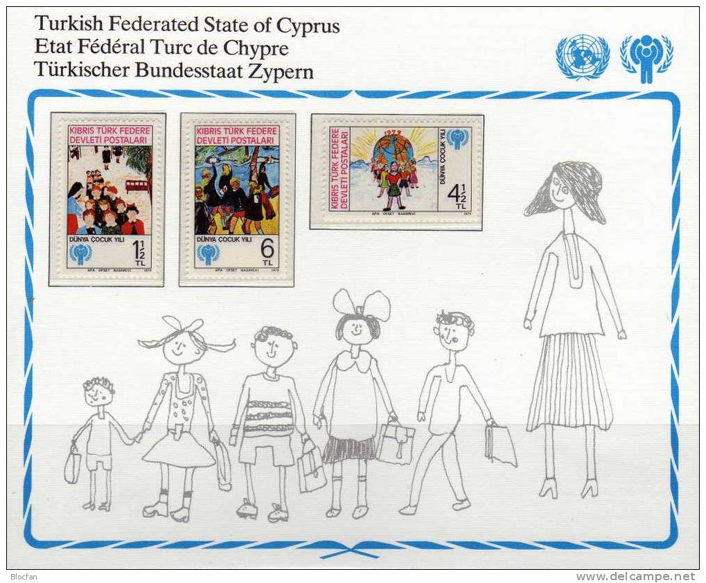 UNO Gedenkblatt Zum Kinder-Jahr Türkei-Zypern 77/9 ** 2€ Kinder Schule UN Jahr Des Kindes 1979 Children Stamp Of UNICEF - Brieven En Documenten