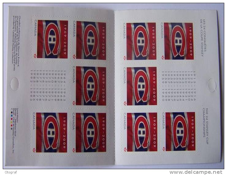 Carnet De 10 Timbres édité Pour Le Centenaire Des " Canadiens " 1909 /2009 - Hockey (Ice)