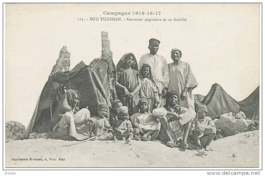 Guerre 1914 125 Sud Tunisien Goumier Populaire Et  Famille  Goum A. Muzi Sfax Ecrite Tamelestt - Tunisie