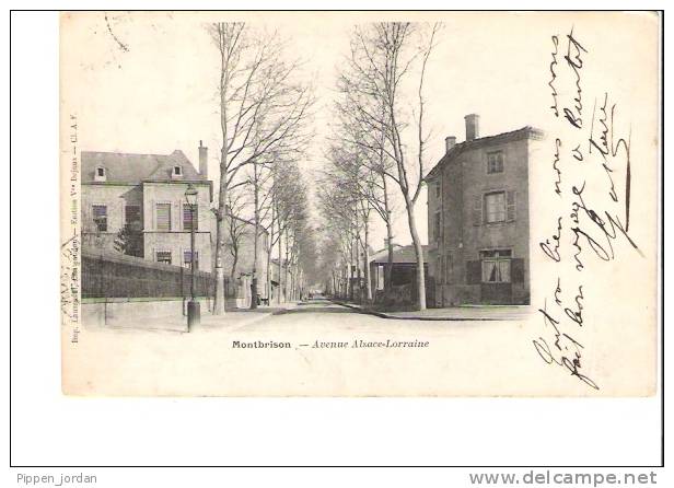 42 MONTBRISON *  Avenue Alsace-Lorraine * Dos Simple  1903-  Bon état - - Montbrison