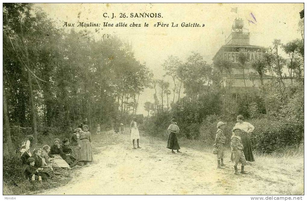 95 . SANNOIS .  AUX MOULINS  UNE ALLEE CHEZ LE PERE LA GALETTE . - Sannois