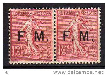 France Franchise Paire  Du N° 4 Luxe ** - Timbres De Franchise Militaire