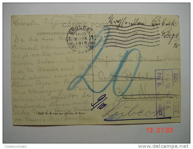 5932  BRUSSEL BRUXELLES EGLISE ST  DU NORD  BELGIE BELGIQUE   FELDPOST MILITARIA I W.W  YEARS  1916   OTHERS IN MY STORE - Corsi