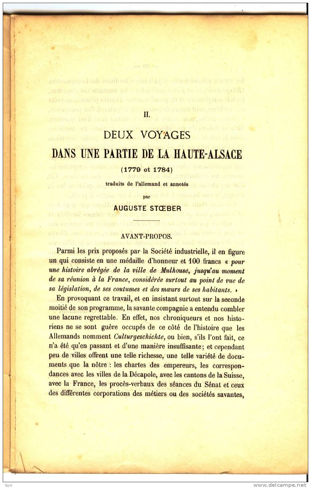 Deux Voyages Dans Une Partie De La Haute Alsace ( 1779 Et 1784 ) Traduits   Par Auguste Stoeber - Alsace