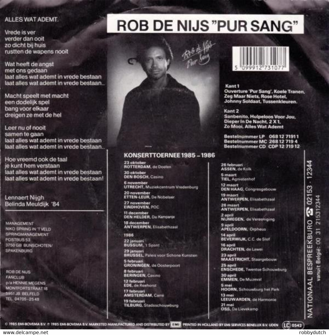 * 7" *  ROB DE NIJS - ALLES WAT ADEMT (Holland 1984) - Autres - Musique Néerlandaise