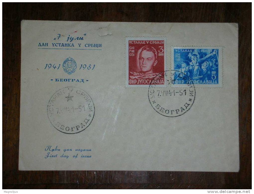 Yugoslavia,FNRJ,Cover,FDC,Uprising Against Nazi Germany,WWII,Leter,Event Seal,stamps,vintage - Esperanto