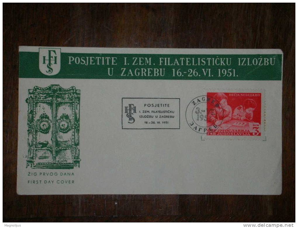 Yugoslavia,FNRJ,Philatelistic Exposition,Ausstellung,ZEFIZ,Event Seal,Children Week Stamp,Croatia,FDC Cover,HFS Letter - Esperanto