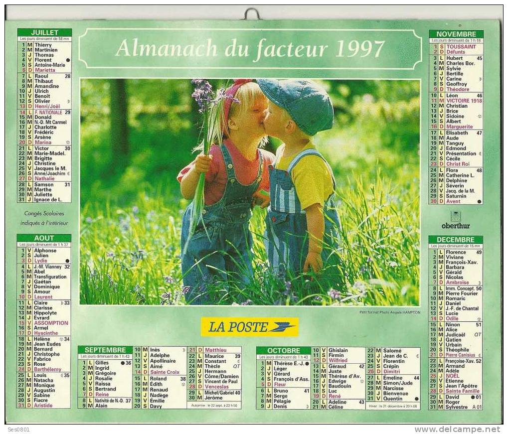 CALENDRIER ALMANACH DES PTT De 1997 - Big : 1991-00