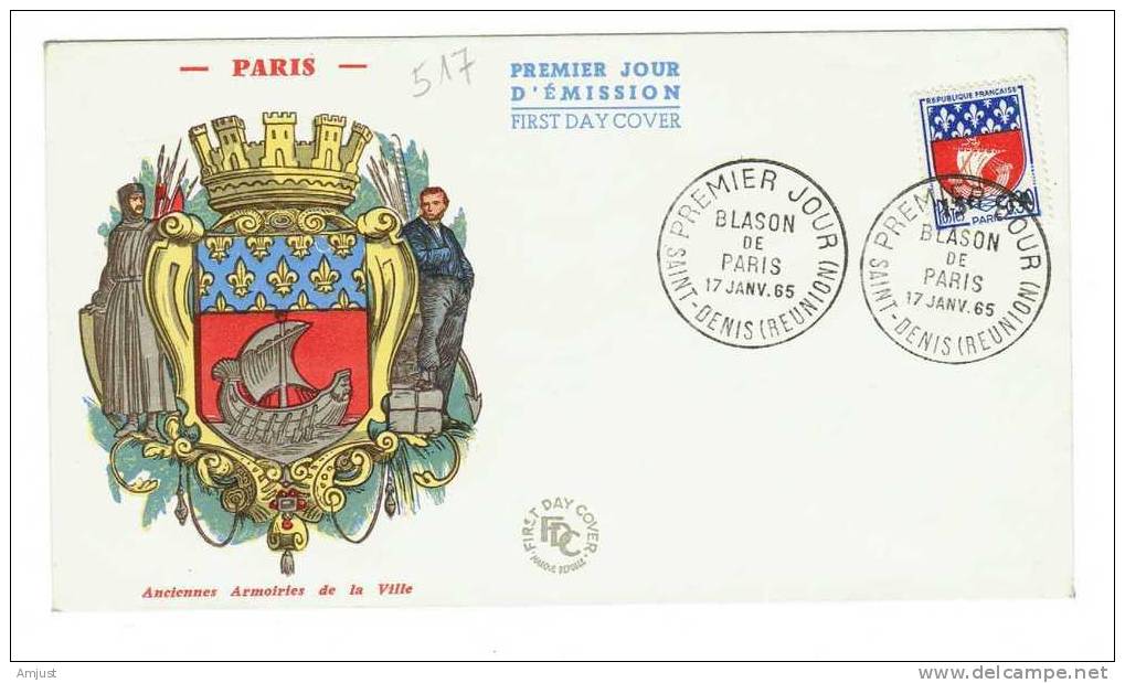 FDC  De France 1965, Blason De Paris 17.01.1965 No. Yvert & Tellier 1354B - 1960-1969
