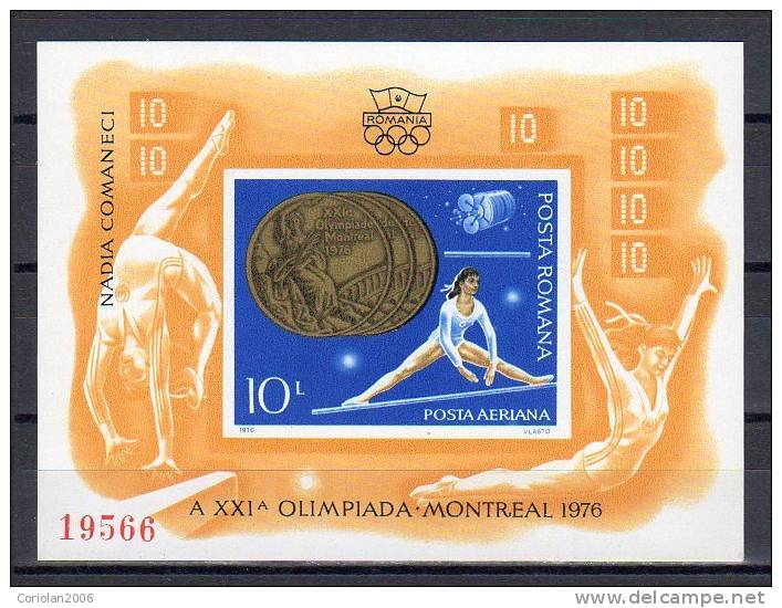 Romania 1976 / Olimpic Medals - Nadia Comaneci / Imperforated MS - Ete 1976: Montréal