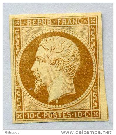 1852, Prince Louis-Napoléon, N° 9* Avec Voisin, Nouvelle Colle, Petit Défaut, Cote 12000 &euro; - 1852 Louis-Napoléon