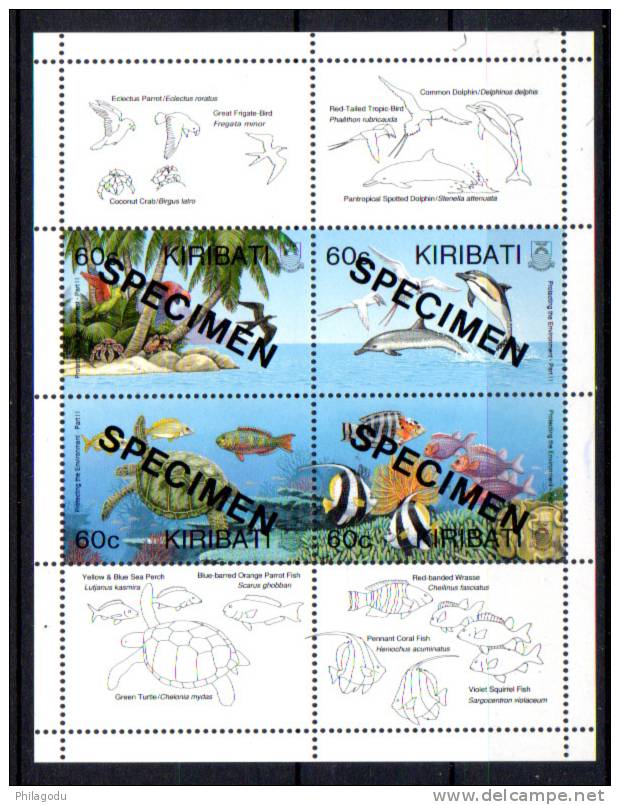 Kiribati1995, Protection De L’environnement, Surcharge Specimen Sur 365 /368 Neuf Sans Charnière - Protección Del Medio Ambiente Y Del Clima