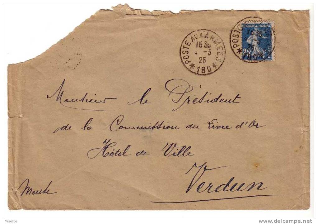 Sobre De Los Servicio Franceses De Restitución Fuerzas Armadas. 1926 Dirigida A Verdun - Storia Postale