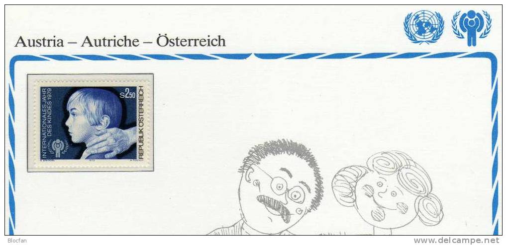 Gedenkblatt Zum Kinder-Jahr 1979 Österreich 1597 **, O Plus GBl. 2€ Schützende Hand Der Mutter Children Set Of Austria - Lettres & Documents